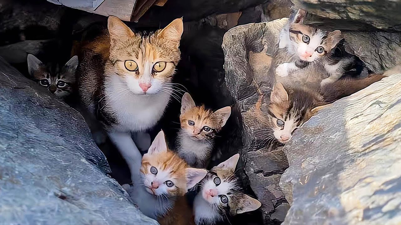 子猫を守るために岩礁の隙間で暮らす猫家族。お互いを頼り合いながら生き延びてきたが、次の台風を乗り切れるだろうか？