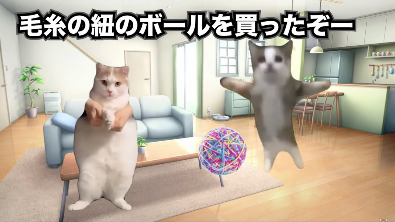 【猫ミーム】毛糸のボールを猫に与えたら大変なことになった話