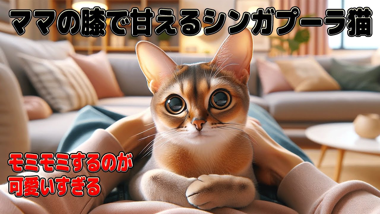【シンガプーラ】セラ社長の愛らしい甘え姿：ママの膝で安心タイム#cat #animals #pets #singapura