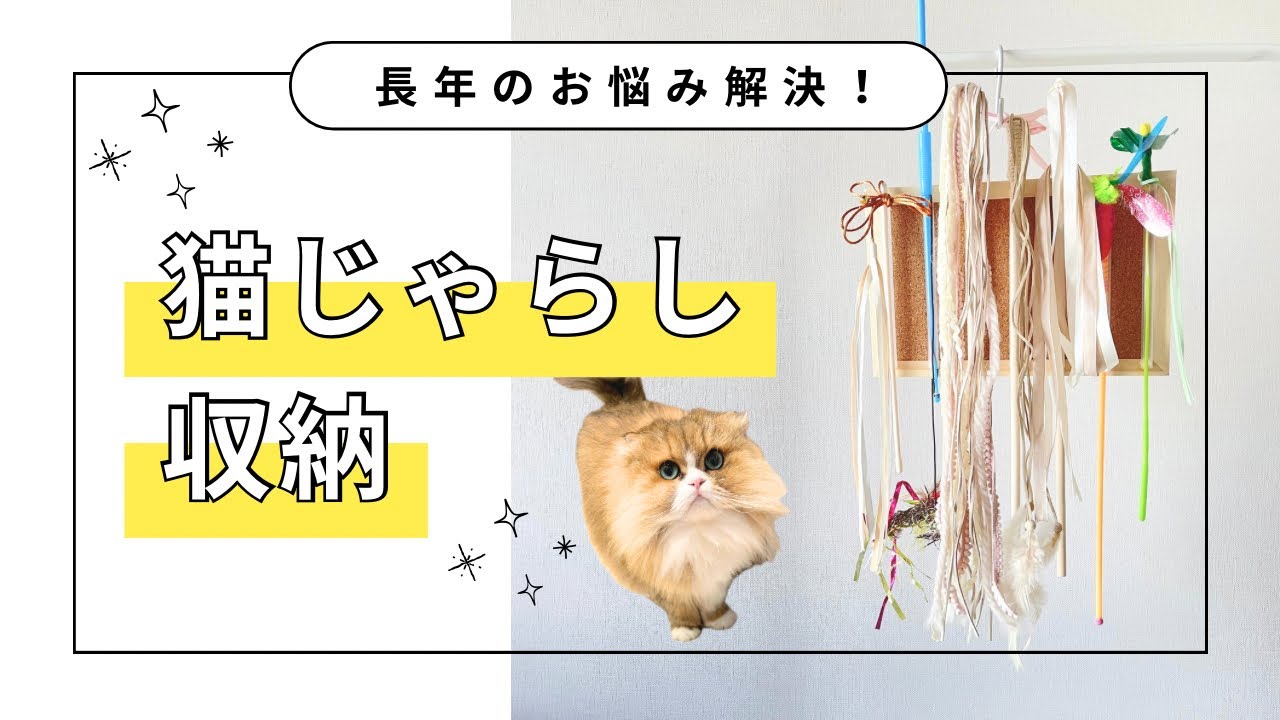【100均DIY】猫じゃらしホルダーの作り方🌾収納|スコティッシュフォールド&ロシアンブルー