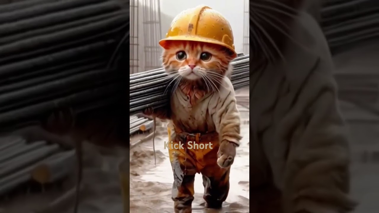 Hard working brown cat #shorts #cat #viralshort