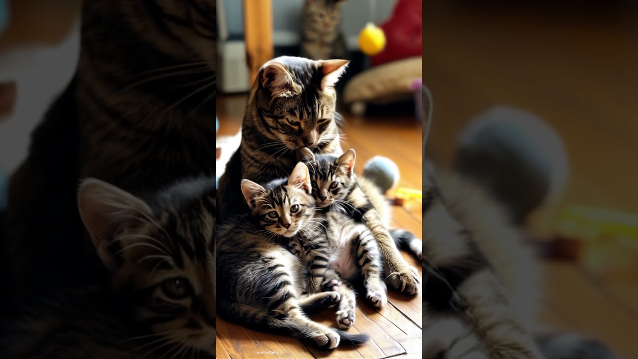 Adorable Mother Cat Shows Endless Love to Her Kitt #mother #cat #kitten #cutecat #cute#shorts #ai