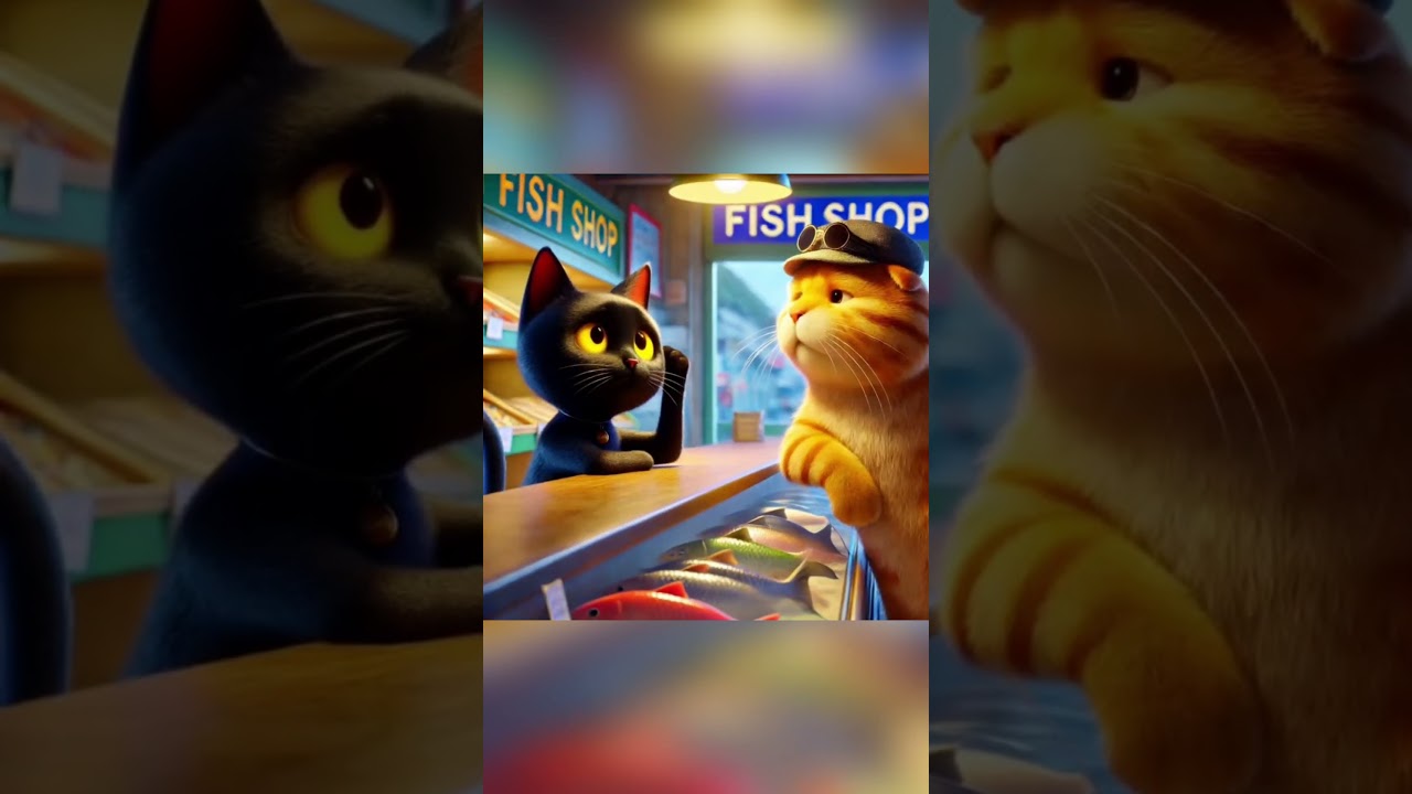 Cat  in fish shop