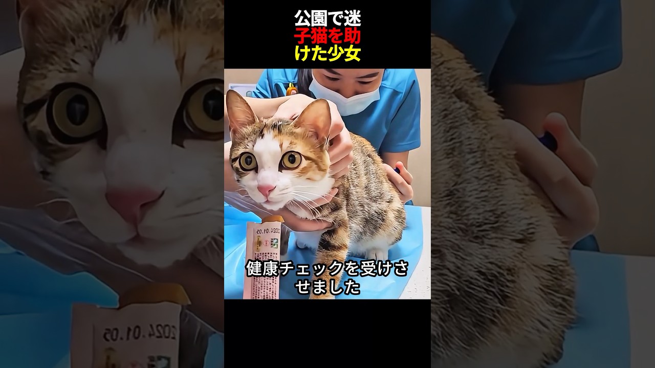公園で迷子猫を助けた少女