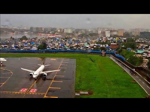 Air India Express Flight Landing in Rainy Mumbai | Cloudy Weather | Window Seat ASMR 🎧