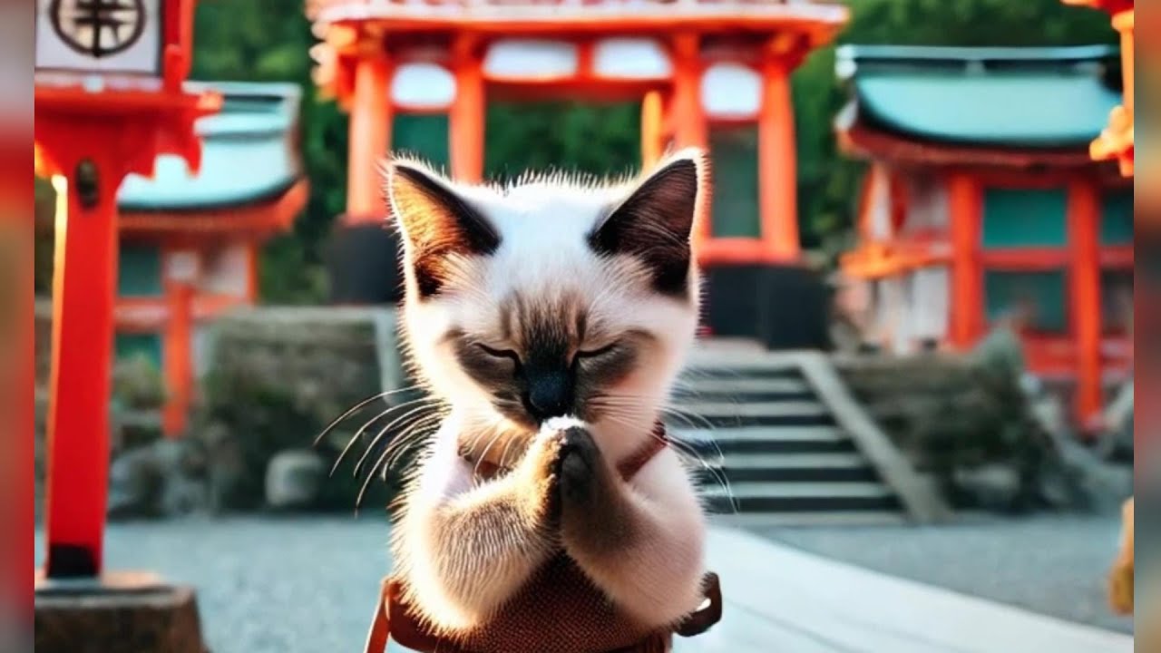 【癒し】シャム子猫の京都１匹旅行【AI猫】