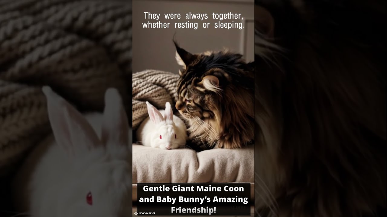 Gentle Giant Maine Coon and Baby Bunny’s Amazing Friendship! #cat #cute #bunny #rabbit #story