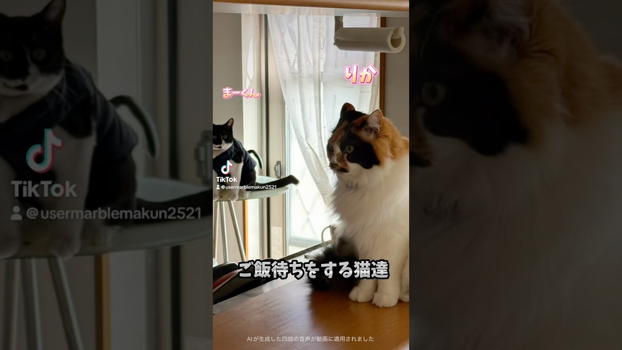 「ご飯待ちをする猫！ごはんですよ～！🎎ひな祭りだにゃ❣️」#ひな祭り#順番待ち#ごはんですよ～#猫 #猫のいる暮らし #cat