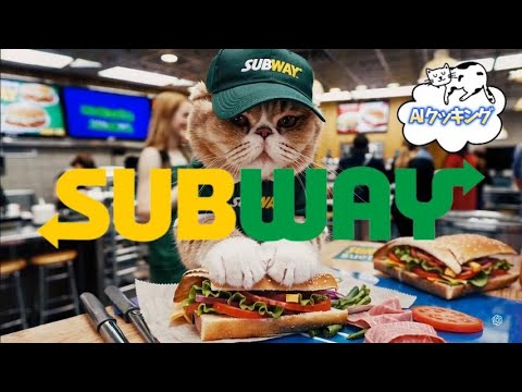 【AI動画】AI猫のスコティッシュフォールドがSUBWAY（サブウェイ）のバイトリーダーになる
