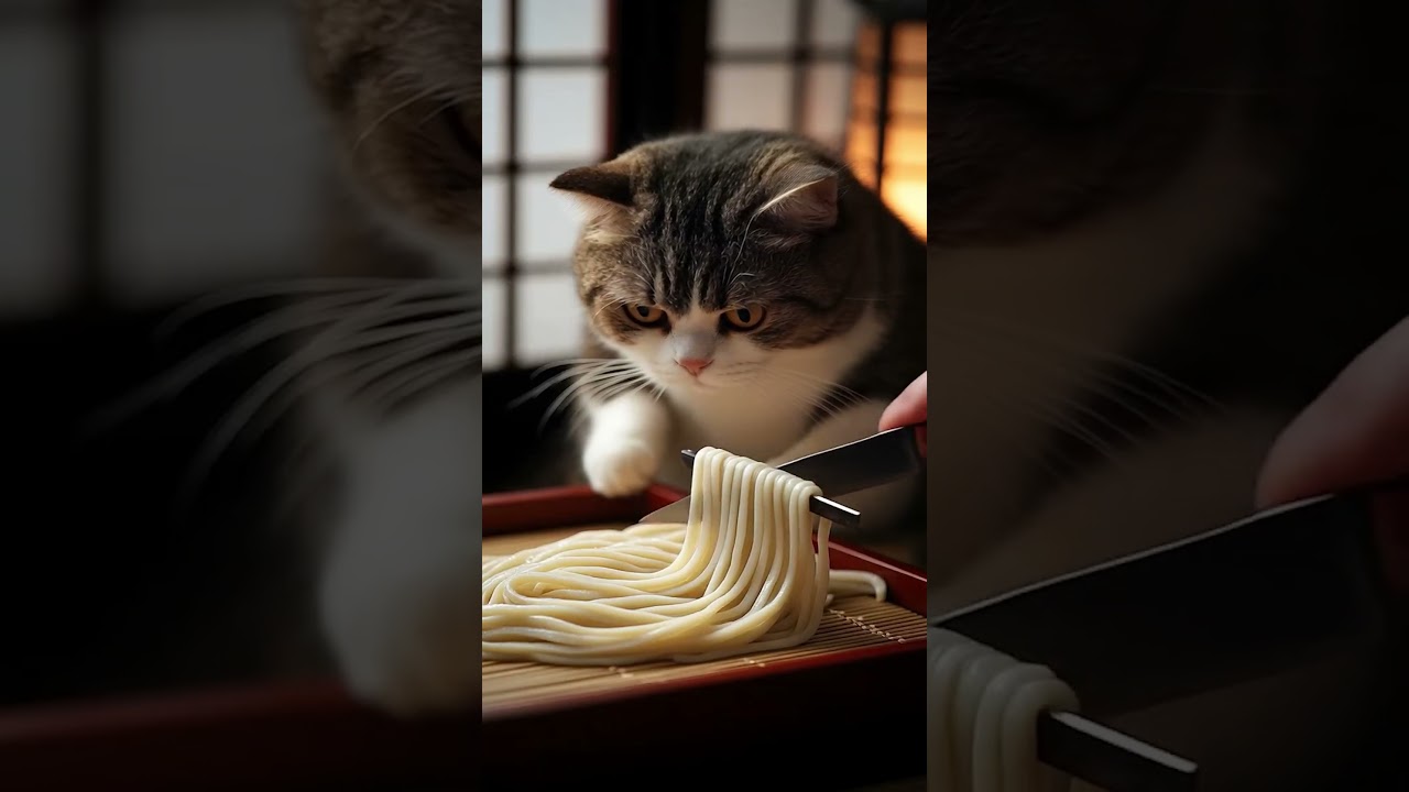 うどん作る猫#猫 #スコティッシュフォールド #cat #料理
