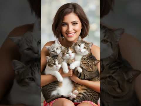 Happy Woman and 5 Adorable Cats! #DreamScreenAi