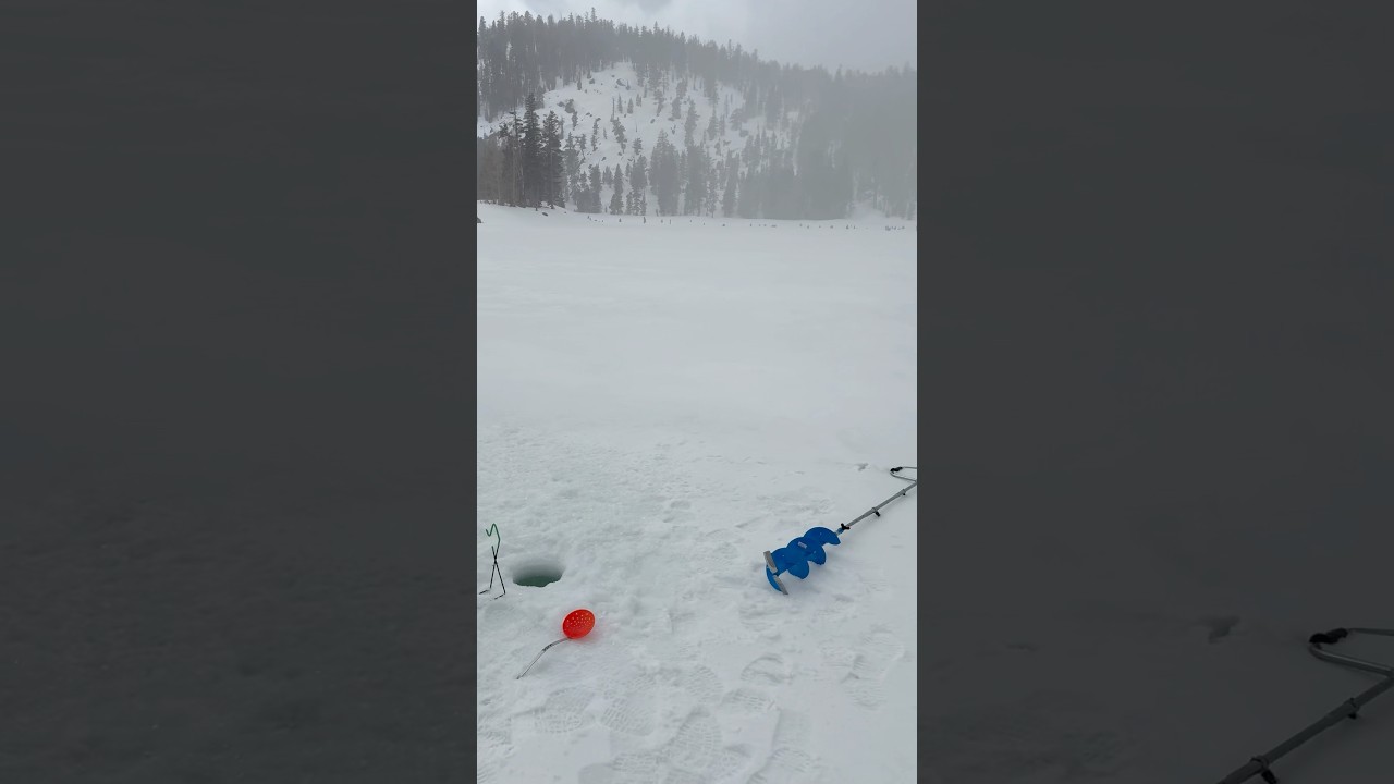 Snowshoeing to remote High Sierra lake for ice fishing! Hit snowstorm and fall through the ice😊
