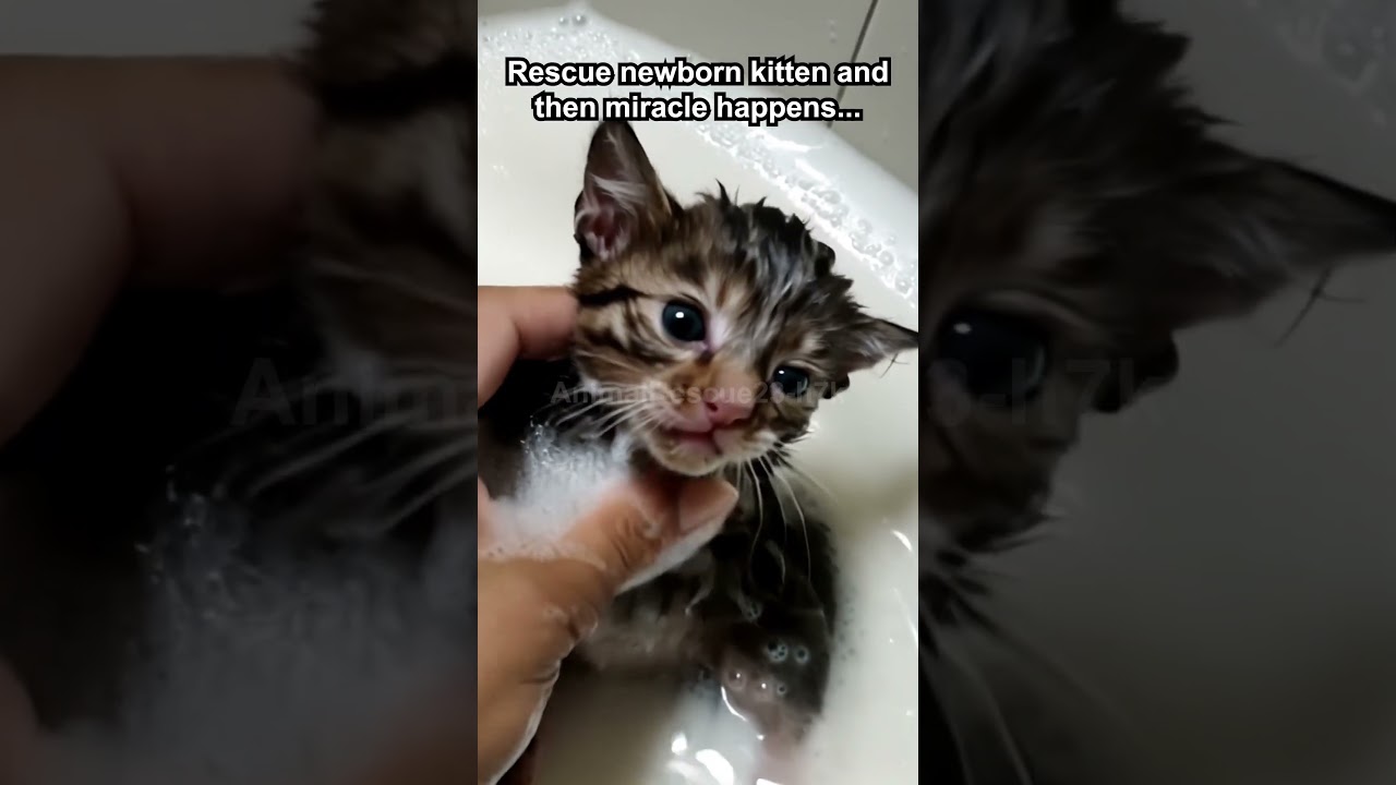 Rescue newborn kitten and then miracle happens... 🤍