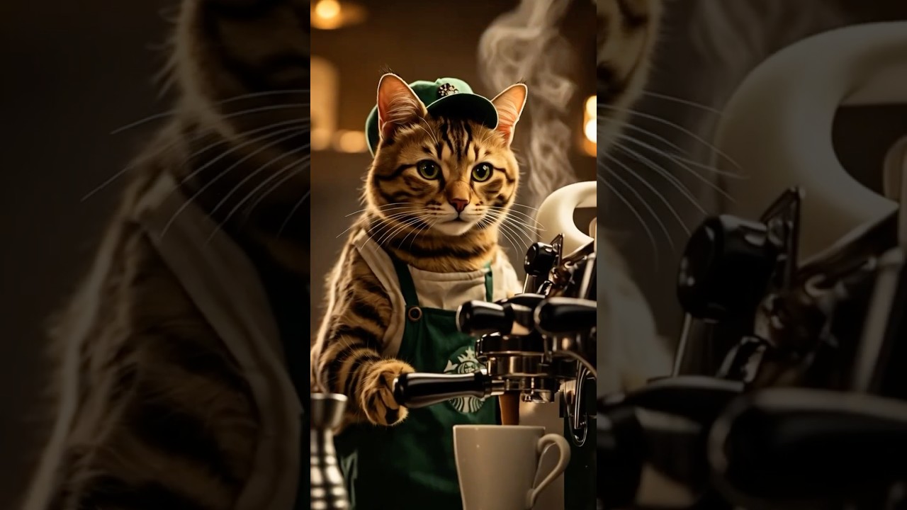 Cutest Cat Barista Ever? 😻☕ Watch This Adorable Moment!