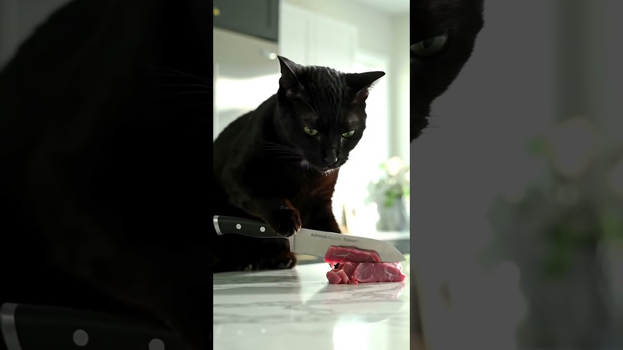 What is the cat doing in the kitchen? 😱