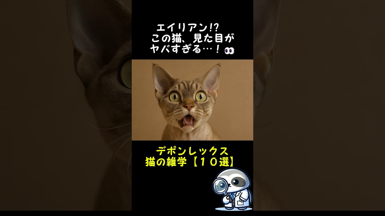 「エイリアン!?」この猫、見た目がヤバすぎる…！激レア猫デボンレックスの秘密10選【猫の雑学】 #shorts  #雑学  #猫動画
