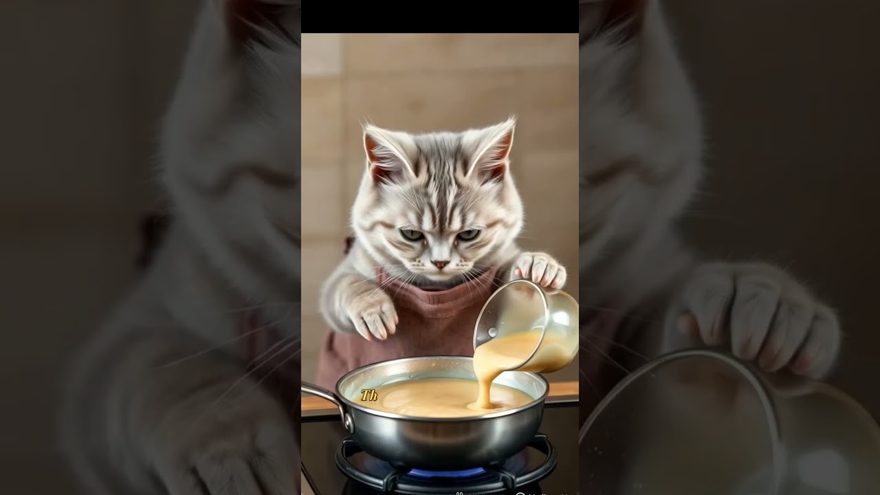 Whiskey tries to cook pancakes all by himself.
