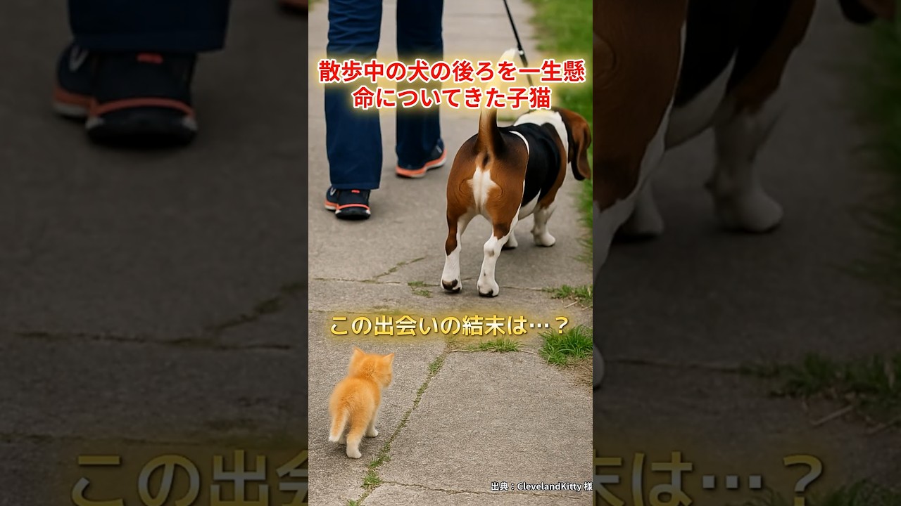 散歩中の犬の後ろを一生懸命についてきた子猫。この出会いの結末は？ #子猫 #保護猫 #感動ストーリー #優しい世界 #運命の出会い