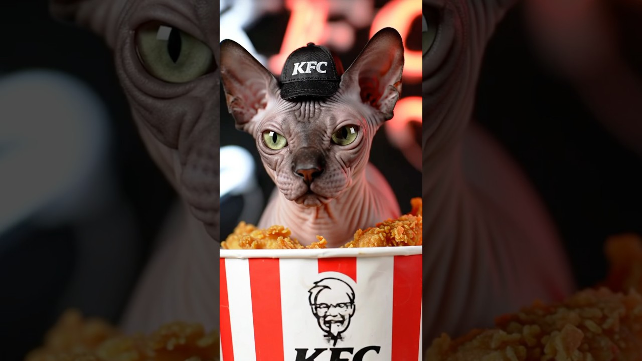 【ビルス様が作りました】スフィンクスvsケンタッキーフライドチキン🍗 #asmr #cat #猫 #kfc