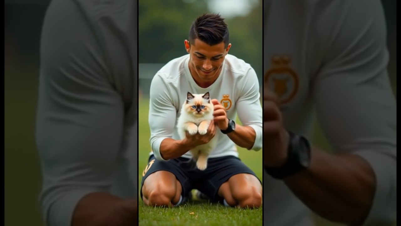 "Kitty Goals: Ronaldo’s Fluffy Playmaker"  #trending #cat #suncats #cuteanimal #ai #cute#ronaldo