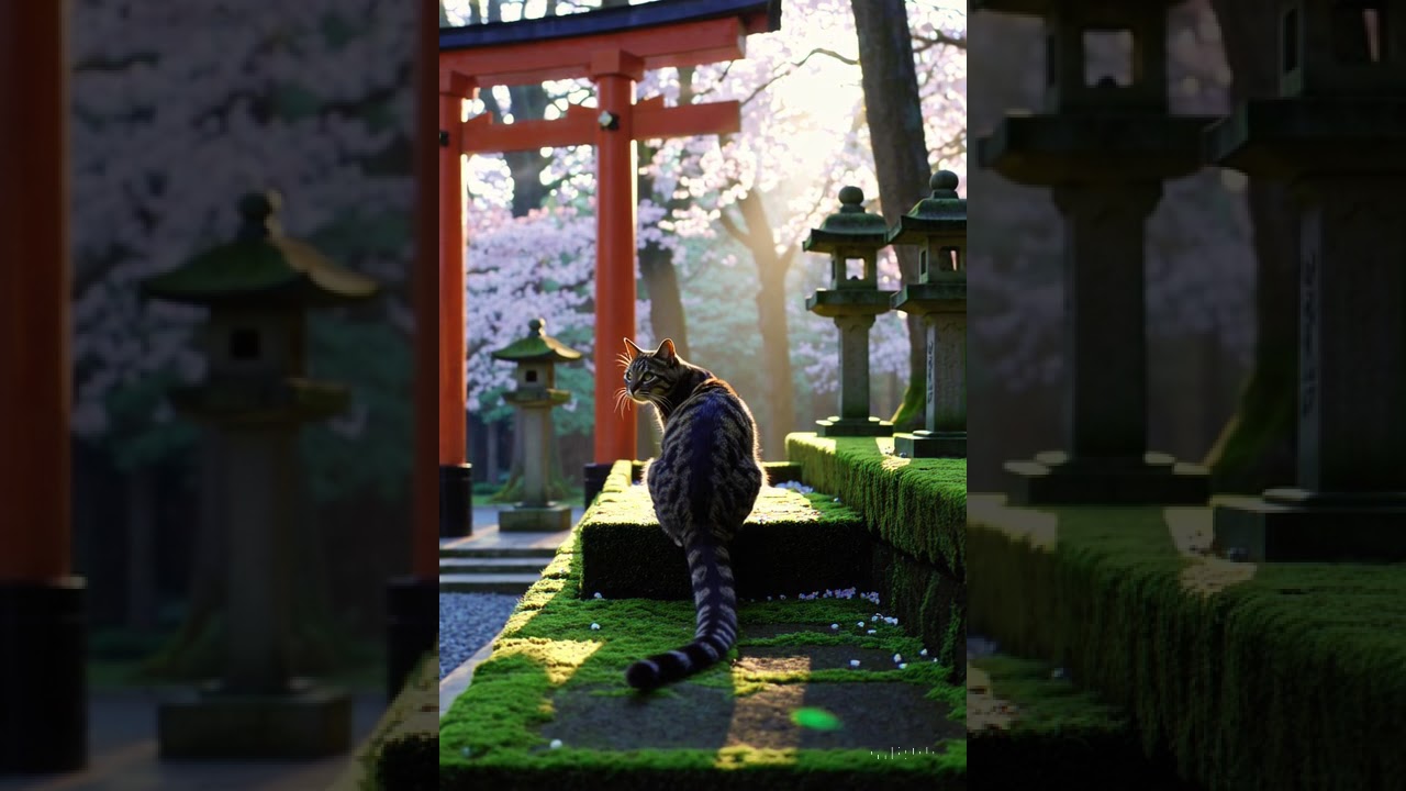 Morning Steps with a Tabby in Japan #animeaesthetic #tabbycat #cinematicshort  #japanesecats