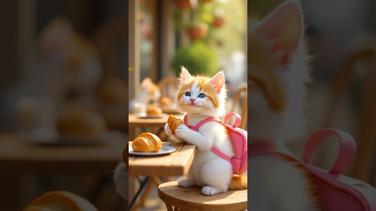 子猫がカフェへ🐾 パンを注文してみます🥐 #ai #cat #kitten #猫