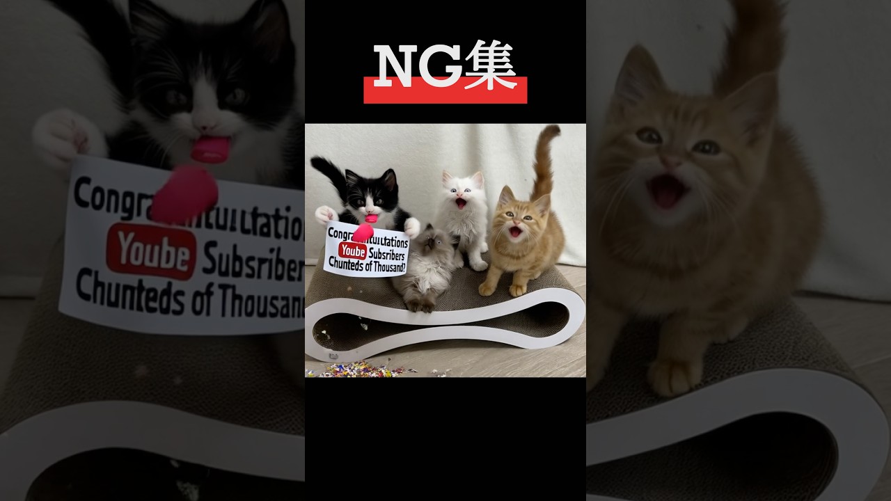 10万人突破お祝い動画のNG集‥笑　#ai #子猫　#kitten