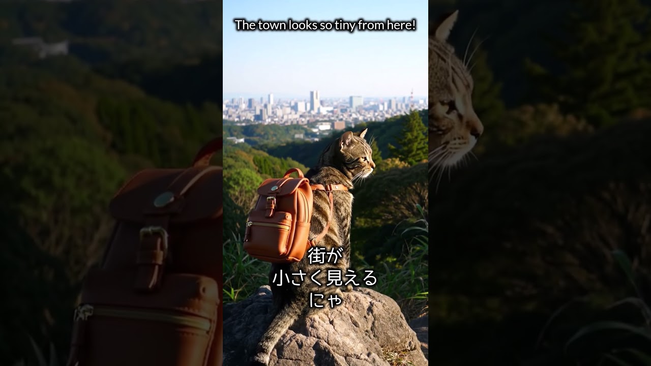 【AI猫旅】箕面大滝と山さんぽ｜にゃんこの癒し冒険 #shorts