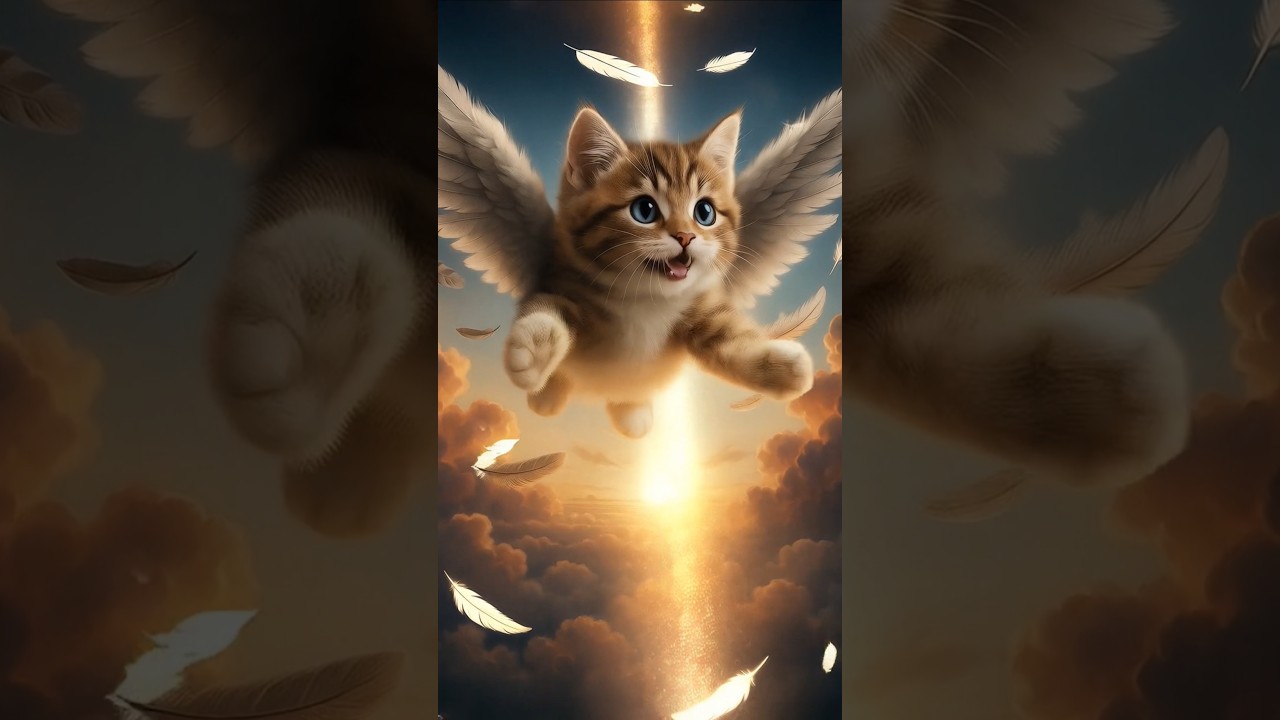 子猫、まさかの空を飛ぶ！？キラキラ空中散歩  #ai猫  #猫動画 #ai #ai生成 #猫 #子猫