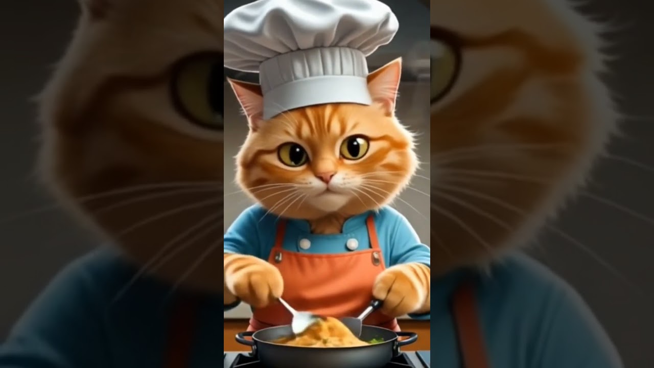 Cat Going To Burmes Market And Cooking Food #shorts #shortvideo #catvideos #aicat #catcooking