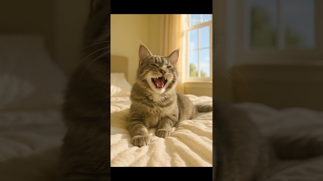 The Maine Coon cat woke up. 😻☀️