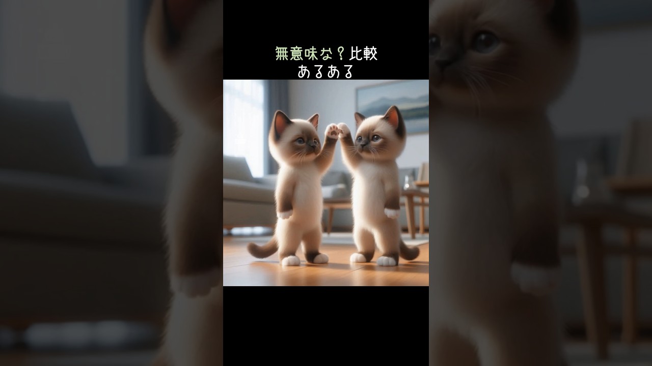 【無駄な比較あるある】#生成ai #ai #AIイラスト #aiart #猫 #ネコ #cat #cute #voicevox #動物 #ペット #animals #比較 #シャム猫 #シャム