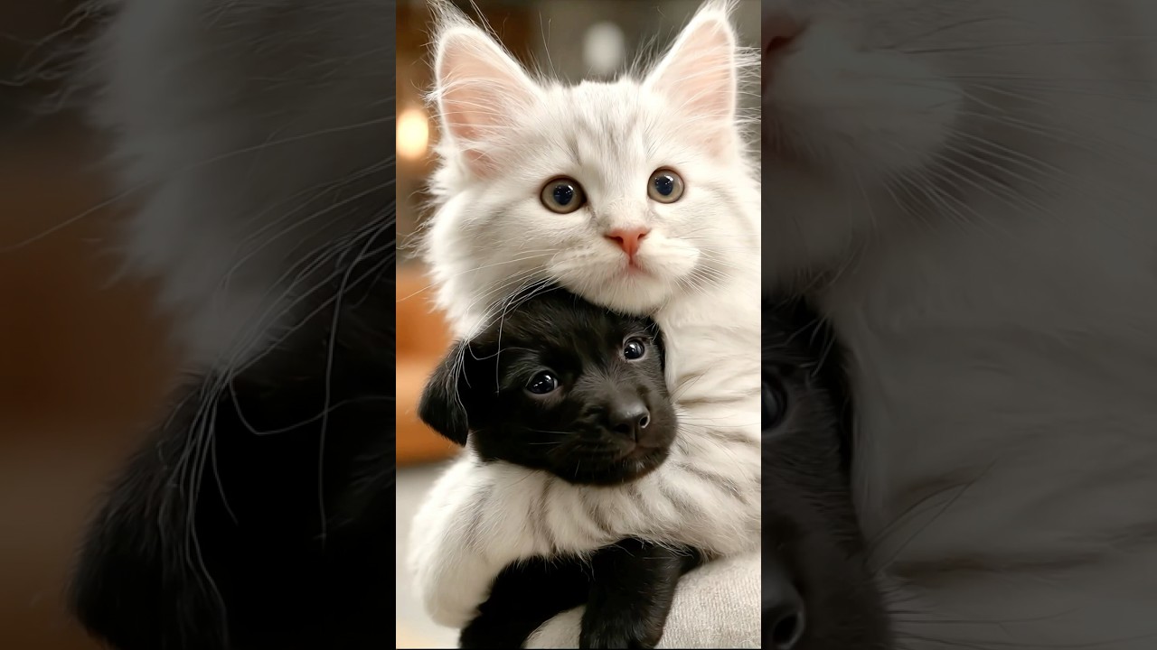 Pure Joy As Puppy Snuggles Maine Coon Cat