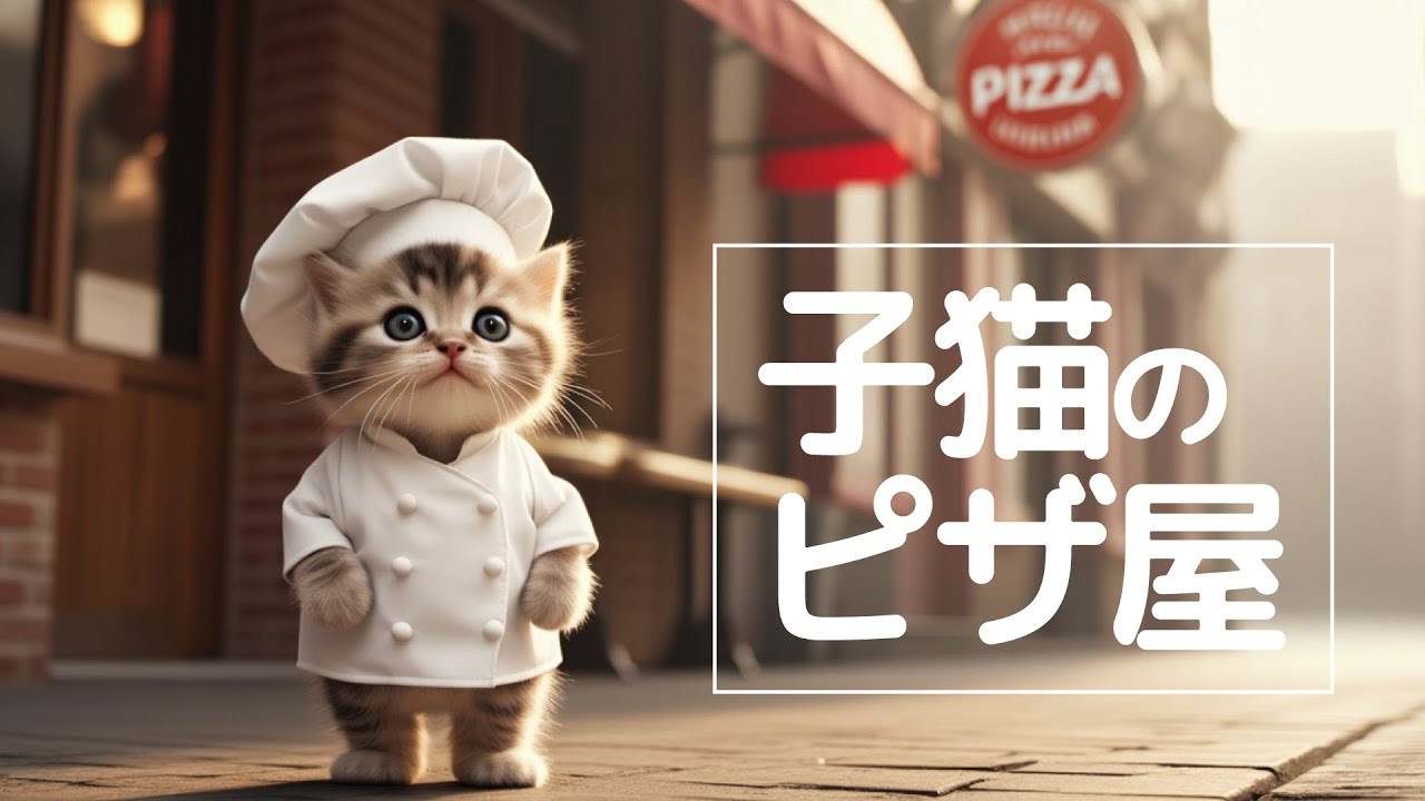 【AI】子猫シェフのピザ屋さん、ついにオープン 🍕🐾