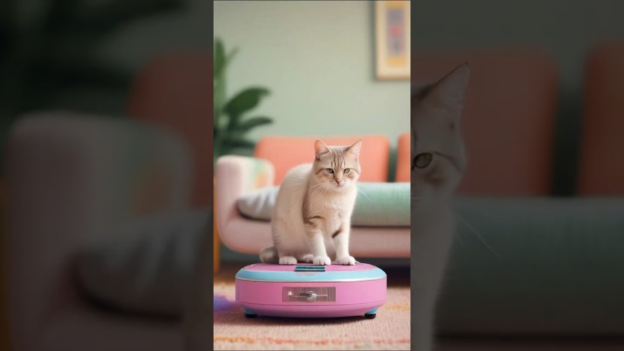 ROBOT RIDER? 🐱🤖 This Cat Rules the Vacuum Like a Boss!