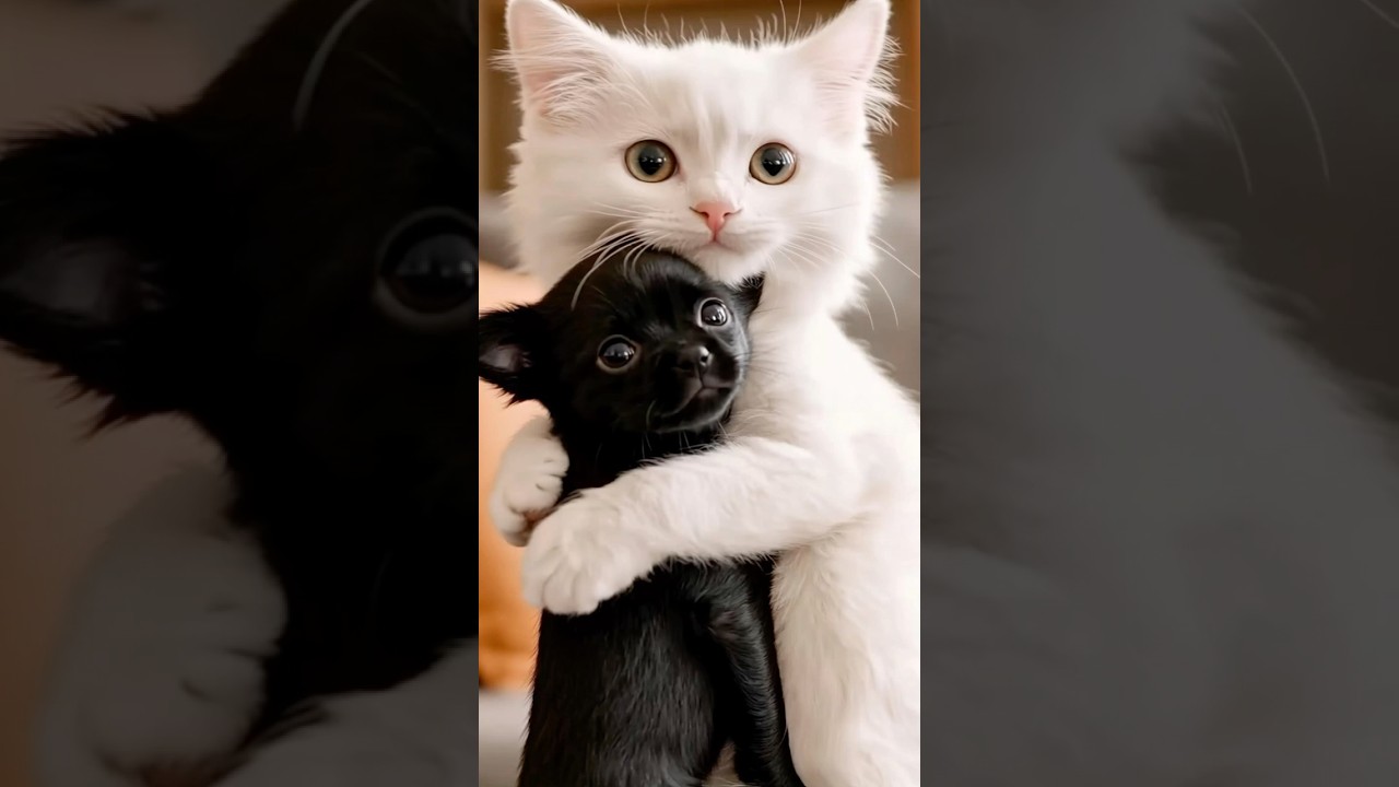 Puppy Melts Into Maine Coon Cat’s Gentle Hug