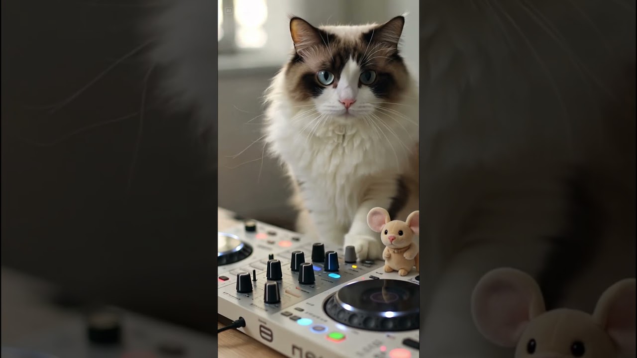 DJ Snowshoe: Tiny Kitten, HUGE DJ Dreams! 🌟🐾DJスノーシュー：小さい体に大きな夢！ちびっ子DJ参上✨ #dj #shorts #snowshoecat