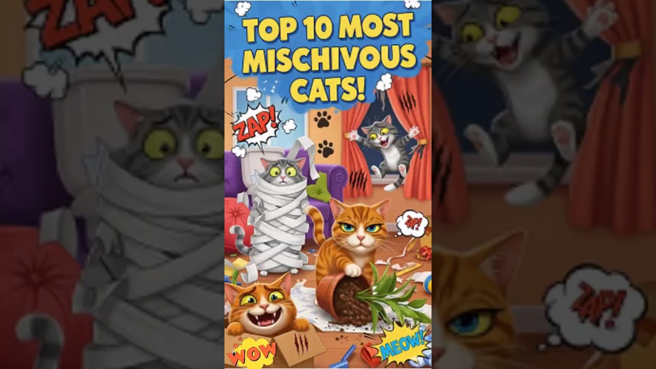 Top 10 Most Mischievous Cats! #shorts #cats #facts #viralvideo #dog #cutecat #nature #pets #pet