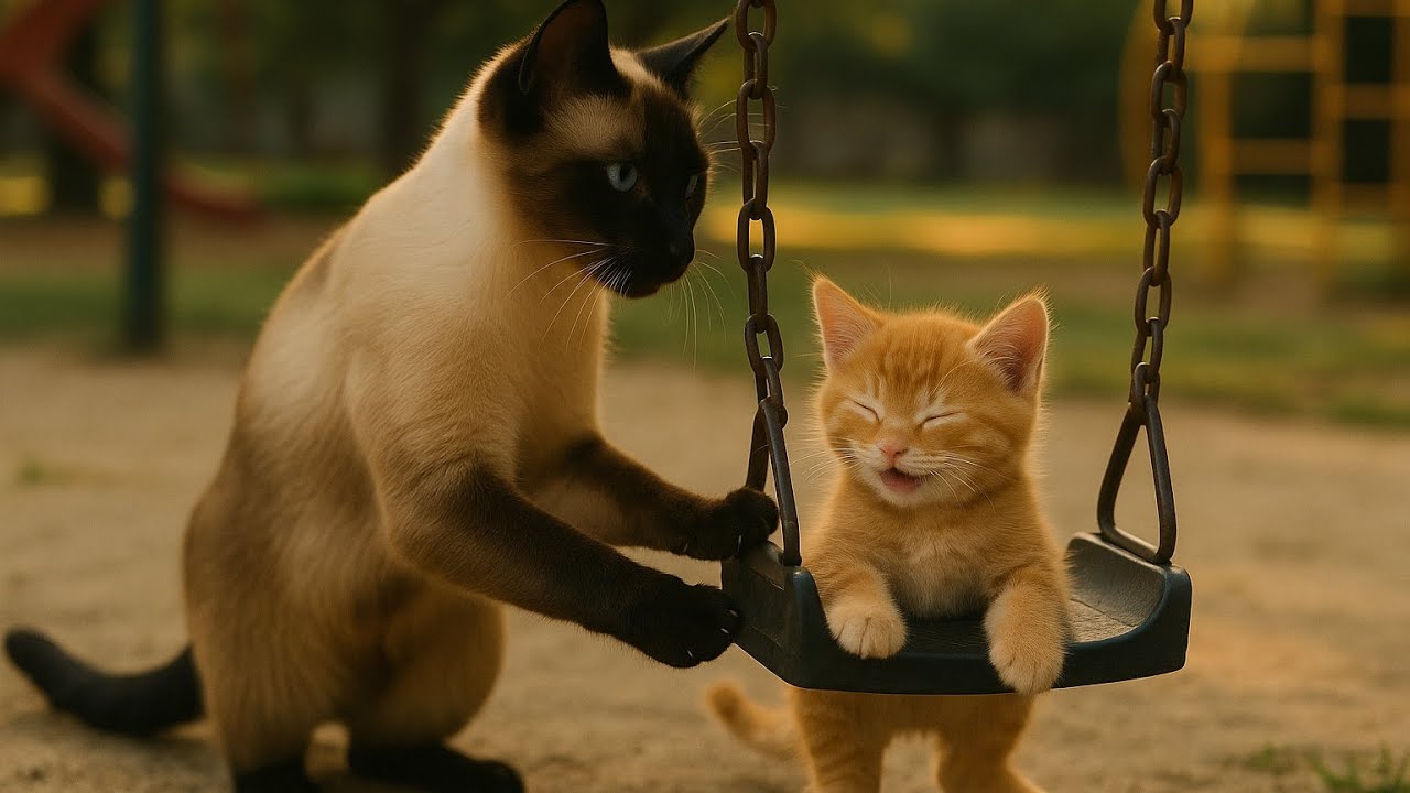 シャム猫と怪我をした子猫の出会い