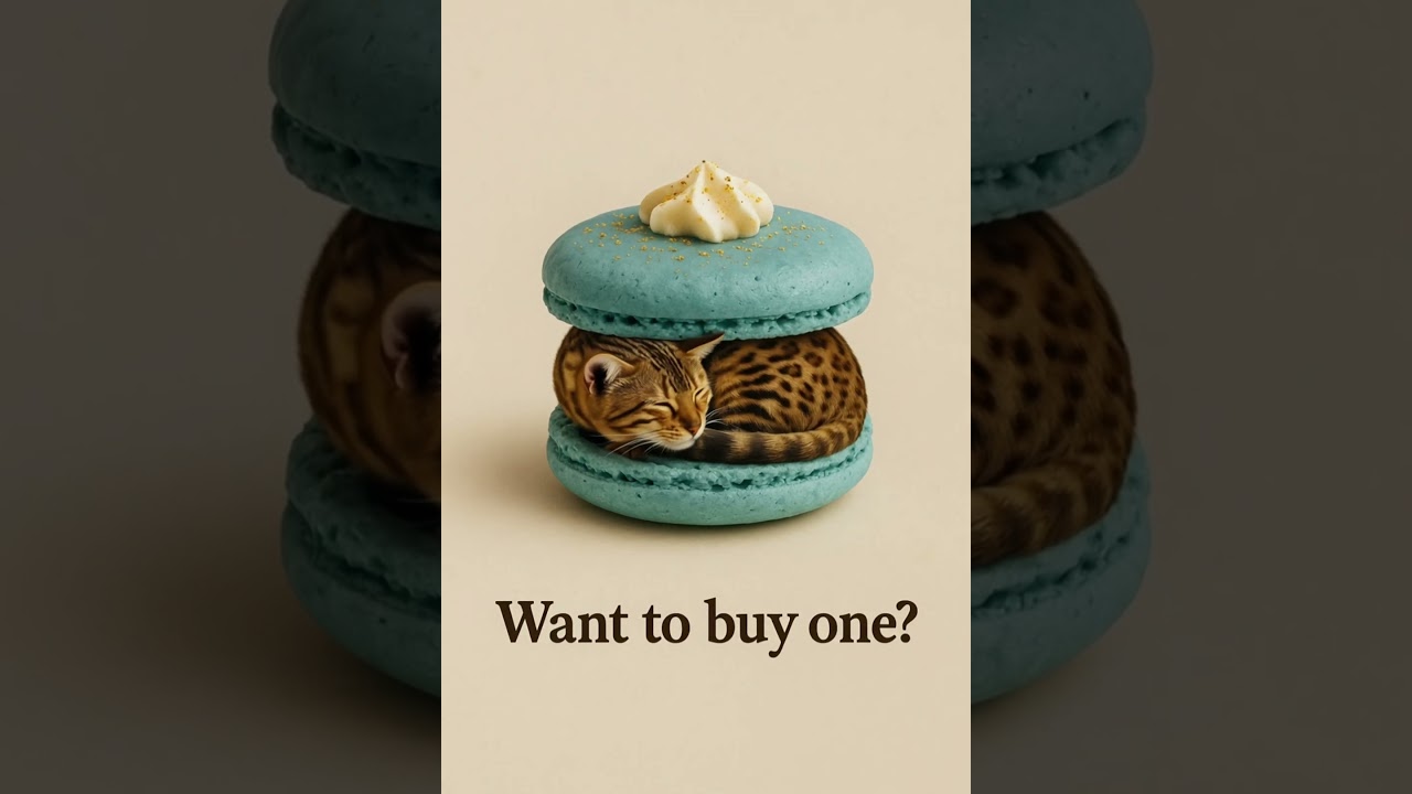 what would you do? Would you like to try this macaron? #cat #trythatinasmalltown #kitten