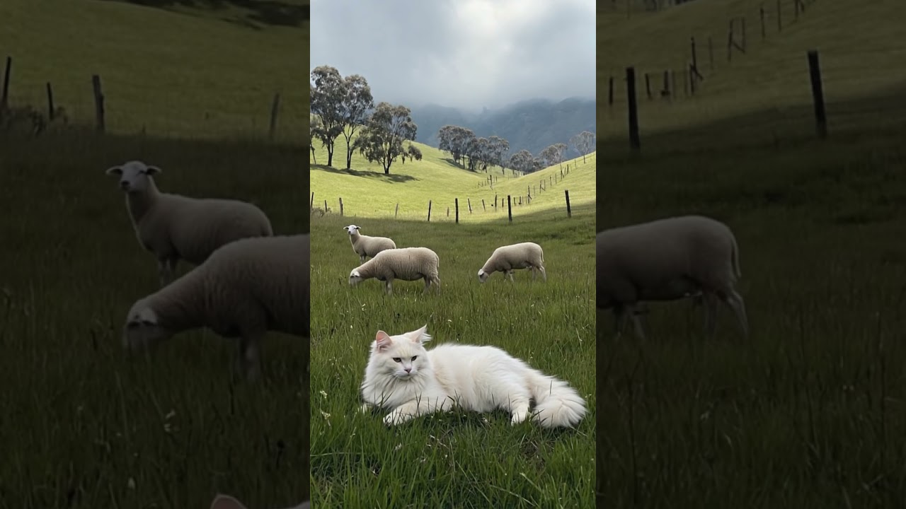 Fluffy & Funny Animals: Cymric Cat in Meadow｜草原でくつろぐキムリック｜Cymric en el prado