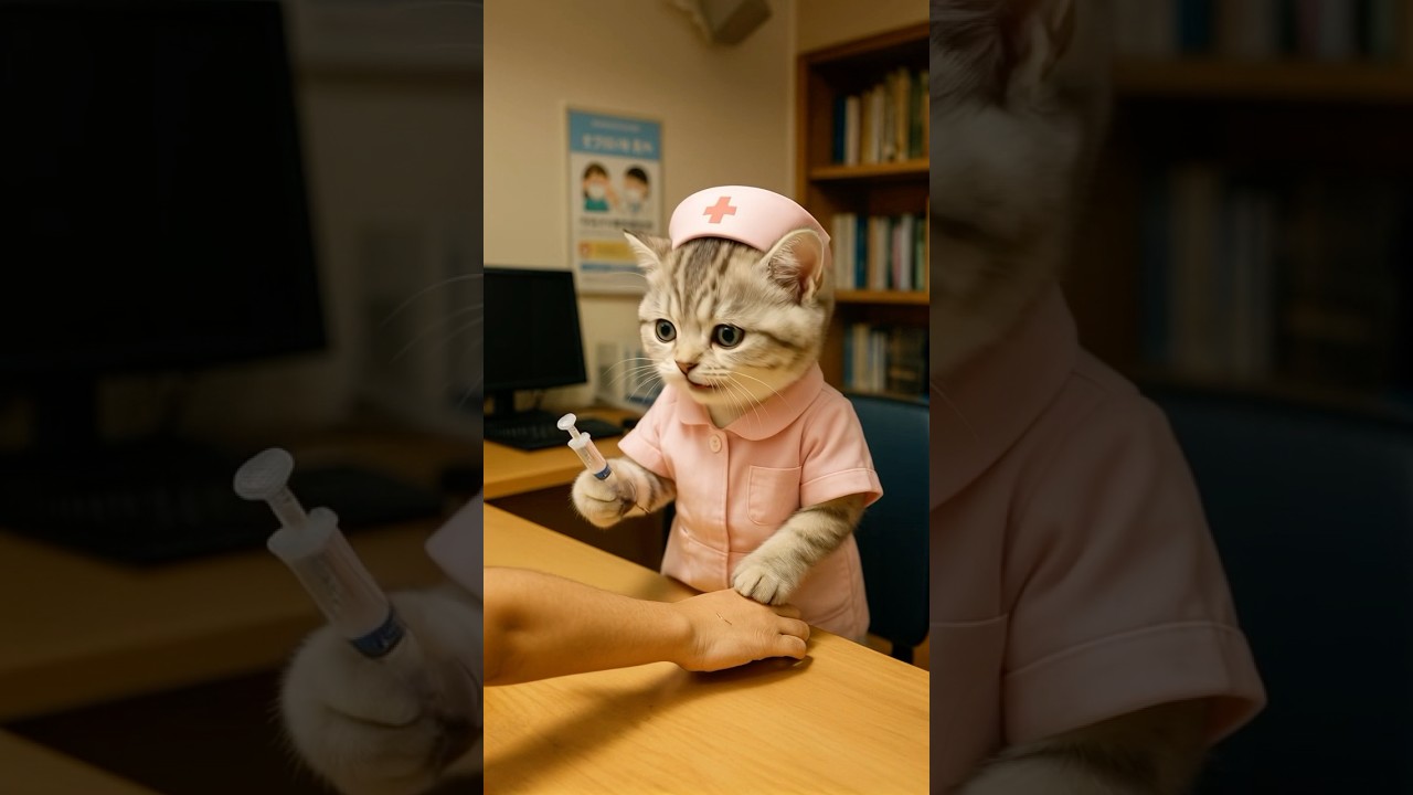 「むぎのナース仕事の1日に密着」#cat #バイト #マンチカン #cute #動物 #猫 #shorts