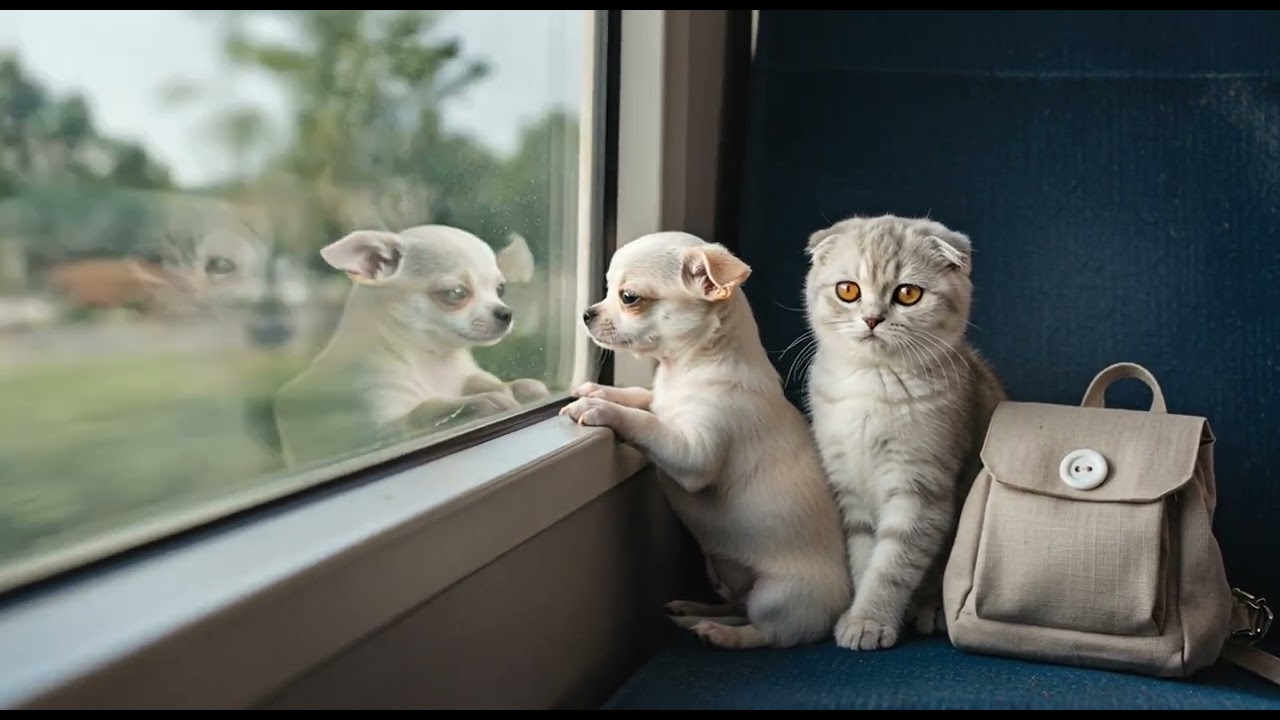 「犬のチワワと猫のスコティッシュフォールドの森でごろごろキャンプ旅」