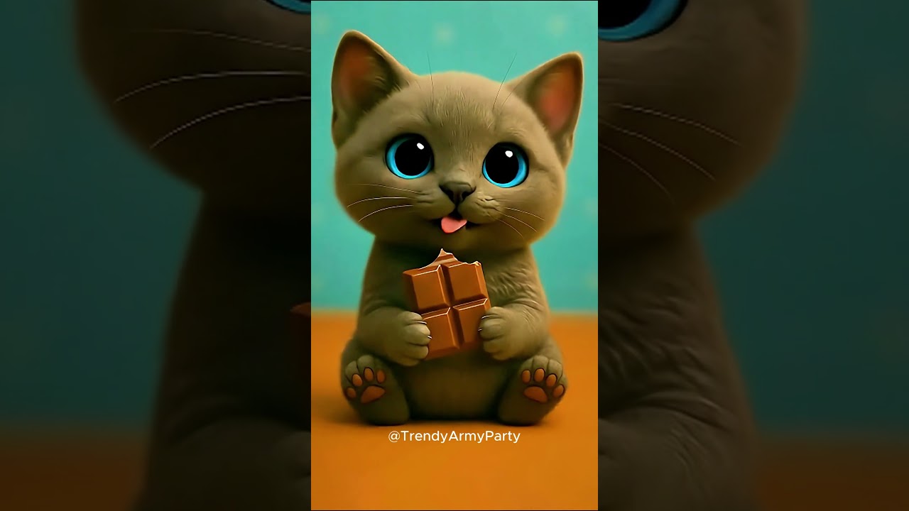 Korat kitty eating chocolate!