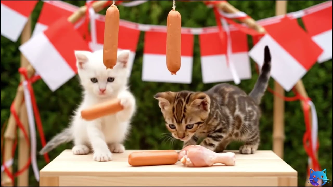 Kocak! Anak Kucing Ikutan Lomba 17an 😹 | Si Bulu Putih vs Si Bengal Berebut Sosis!
