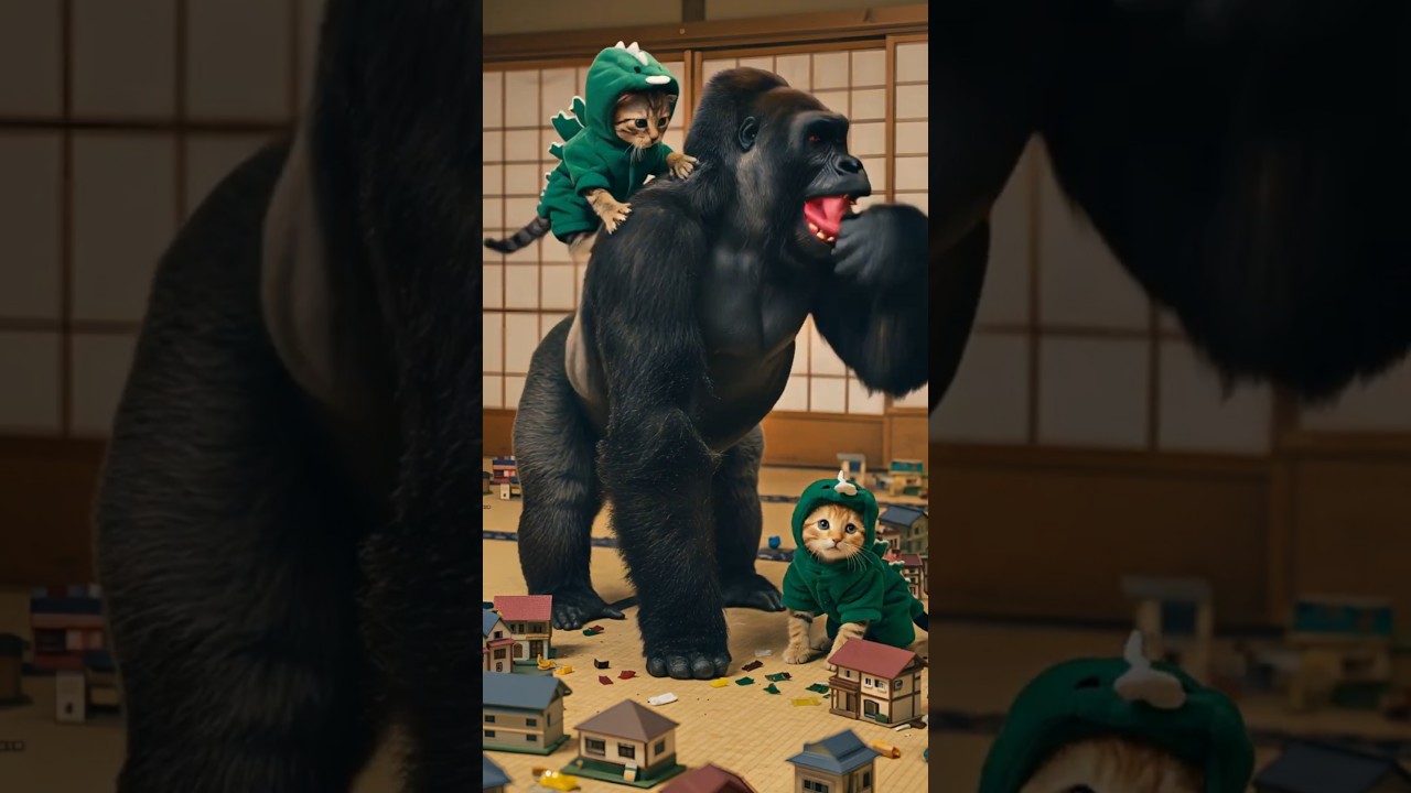 ゴジラ子猫 vs ゴリラ！まさかの結末に…！