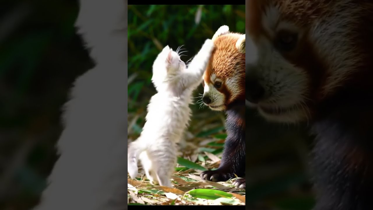 レッサーパンダと対決!? 空回りするペルシャ子猫が可愛すぎる【Persian Kitten vs Red Panda – Adorably Awkward】#猫 #shorts