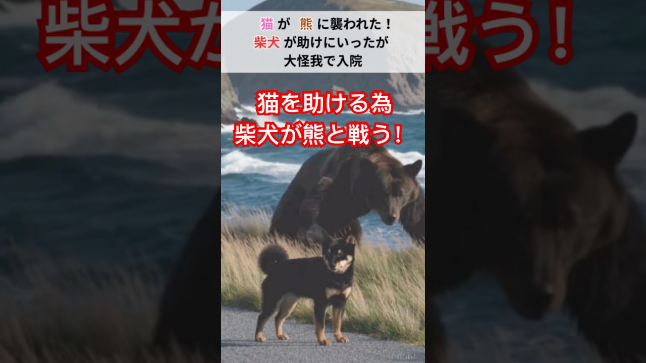 クマに襲われた猫を救った勇敢な柴犬の結末がすごい！ ＃short