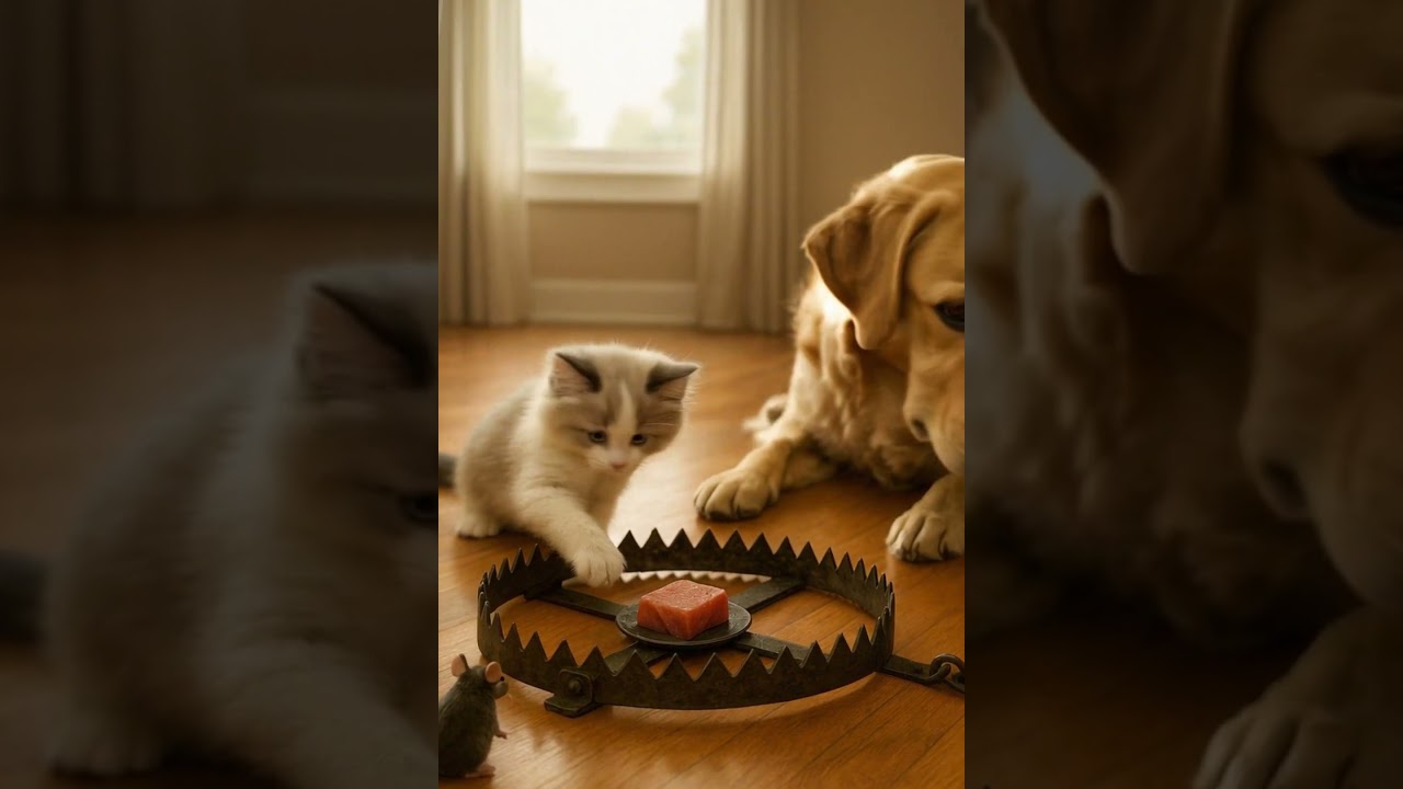 When the Ragdoll kitten reaches for the trap.....
