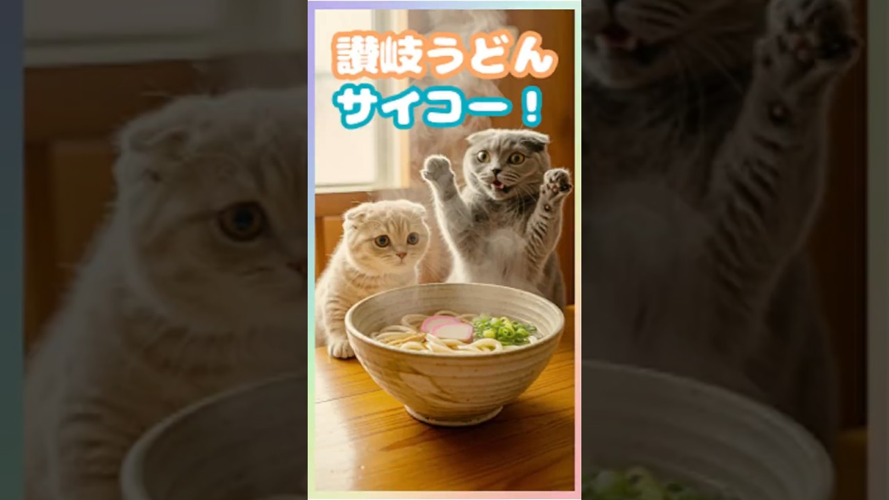 讃岐うどんでサイコーの四国旅行を楽しむマンチカン親子🐾【香川県】だいちゃんむむちゃん🐈